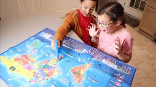 Bilingual Interactive Talking USA and World Map Review | Geography Games Educational Electronic Map