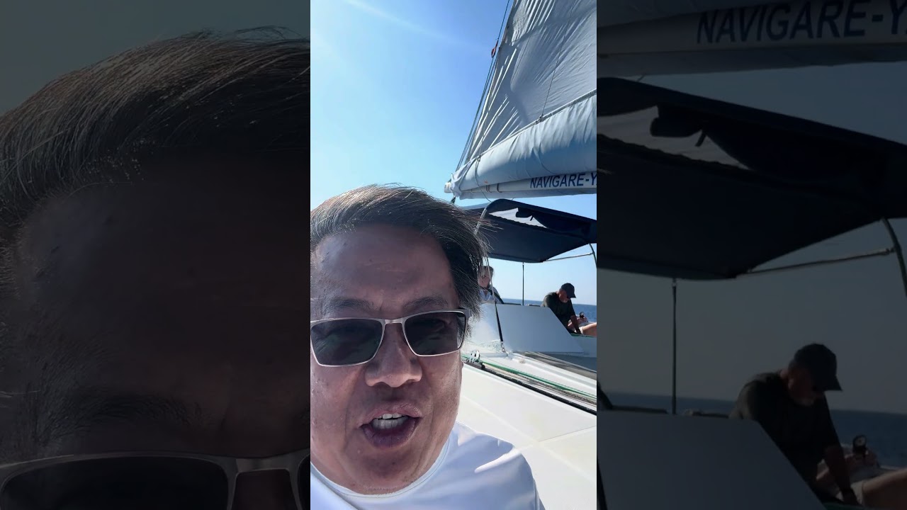 ⁣Champagne Sailing in Croatia on our  charter catamaran #catamaransailing #croatia