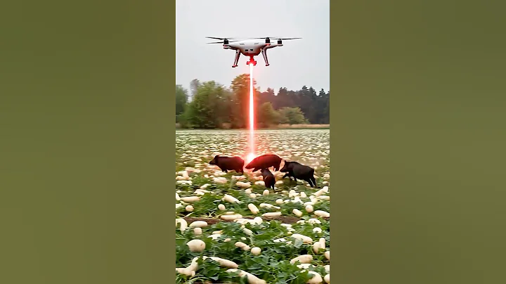 Wild boars destroy crops, farmers use drones to shoot lasers to drive them away! #WildBoar#Animal