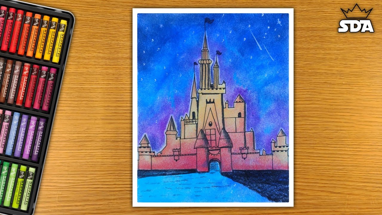 How to Draw Disney Castle With soft pastel step by step || How to Draw a Disney  Castle step by step - YouTube