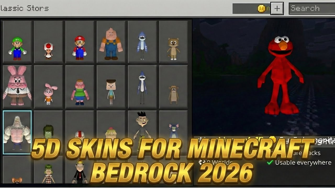 5D Skins for Minecraft Bedrock 2026 With Tutorial I iPhone / Windows 10 ...