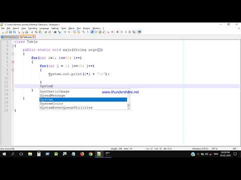 Print Tables Using For Loop in java