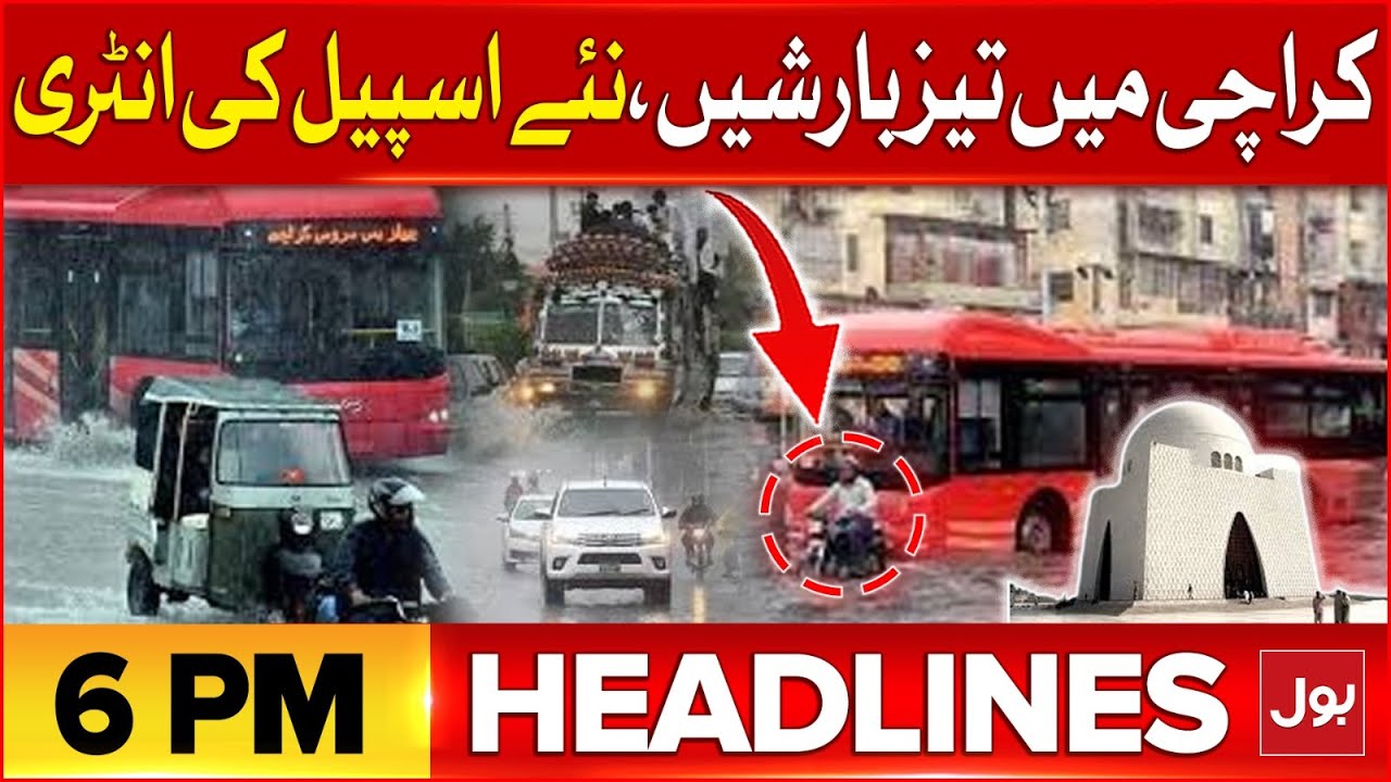 Heavy Rain In Karachi | Headlines At 6 PM | Latest Weather Forecast ...