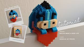 How to Build Eeyore Heart Deco for PC Bricks Make a Wise Life W2605-04 Tutorial Hang On Pendant