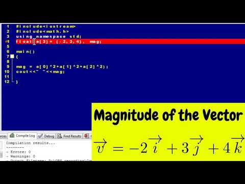 8.2 A C++ program to determine the Magnitude of a Vector (Array)