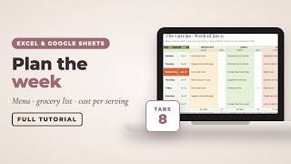 Meal Planner Spreadsheet Tutorial | Auto Grocery List, Cost per Serving | Google Sheets & Excel