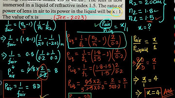 The radius of curvature of each surface of a convex lens having refractive index 1.8 is 20 cm/jee 23
