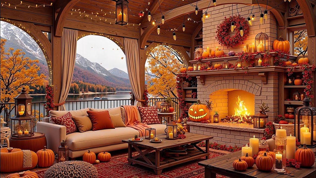 Relaxing Jazz for Autumn 🍂 Fireplace Ambience 🔥 Calm Music for Sleep, Relaxation, and Focus