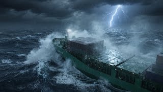 ASMR Historic Wooden Cargo Ship in a Violent Ocean Storm 🌊🌧️ Heavy Rain, Roaring Waves & Thunder