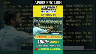 🚀 APSSB CGL/CHSL 2026 English by Pavan Sir | Complete Preparation Batch