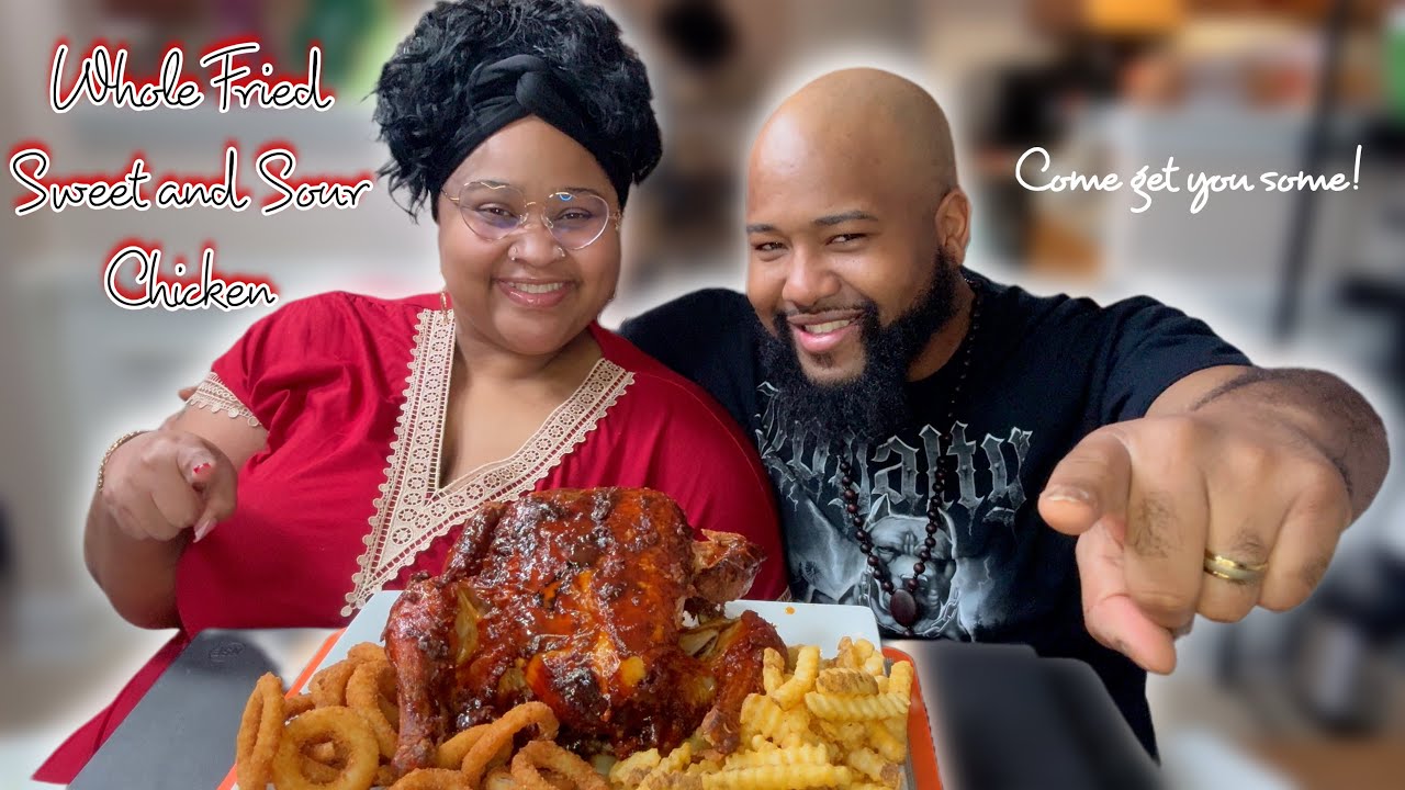 WHOLE FRIED CHICKEN WITH SWEET AND SOUR GLAZE MUKBANG! T&LEETV