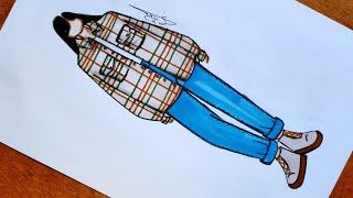 رسم أزياء كاجوال لفصل الخريف سهلة جدا بالخطوات| تعليم رسم الأزياء للمبتدئين