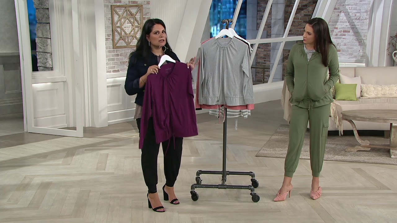 AnyBody Loungewear Cozy Knit Zip-up Jacket with Drawstring on QVC