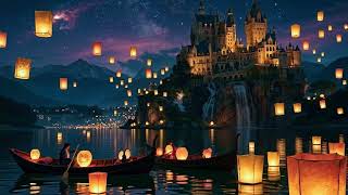 🌌 Magical Lantern Festival at Night | Crickets, Waterfall & Relaxing Music | 8 Hours