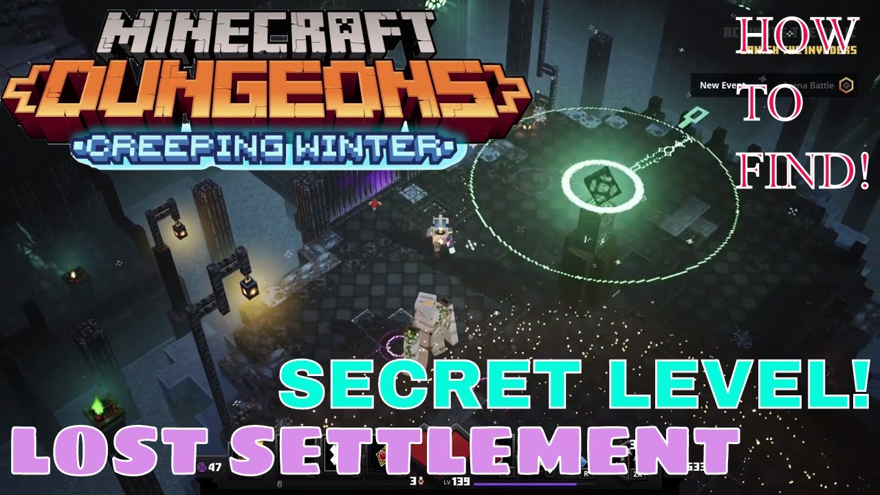 Minecraft Dungeons Creeping Winter DLC -  How to Find Lost Settlement Secret Level AND Gameplay!