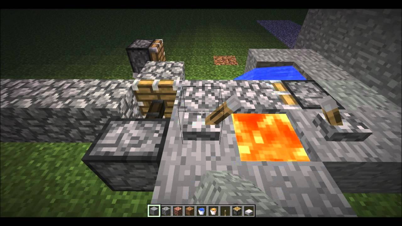 minecraft tuto création d'un générateur de pierre - YouTube