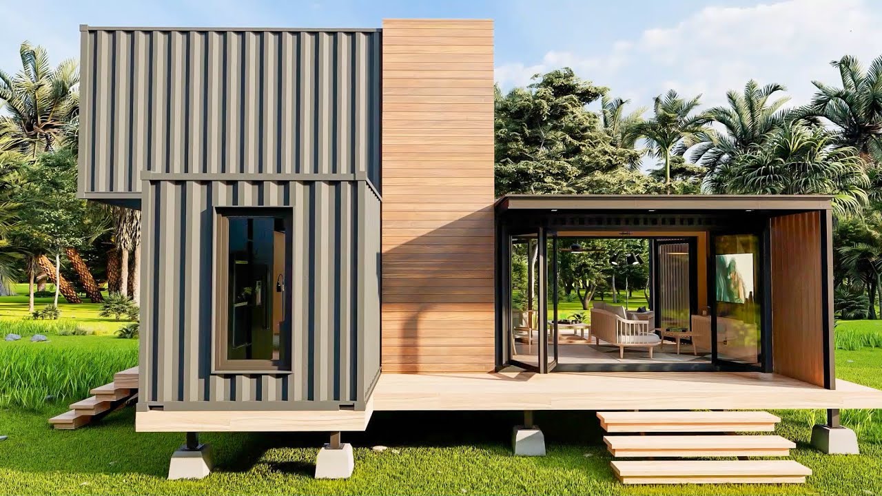 Open Concept Shipping Container Tiny House Design - YouTube