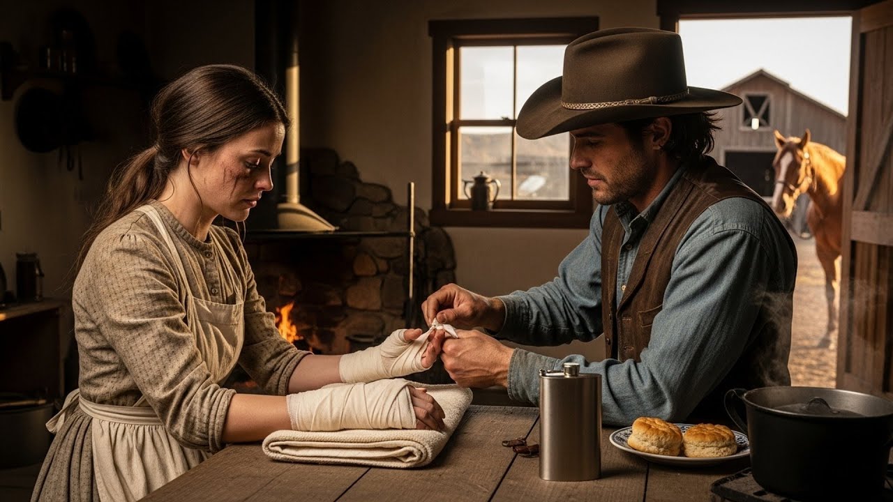 Woman Was Running A Farm With Broken Hands, The Cowboy Bandaged Them And Stayed