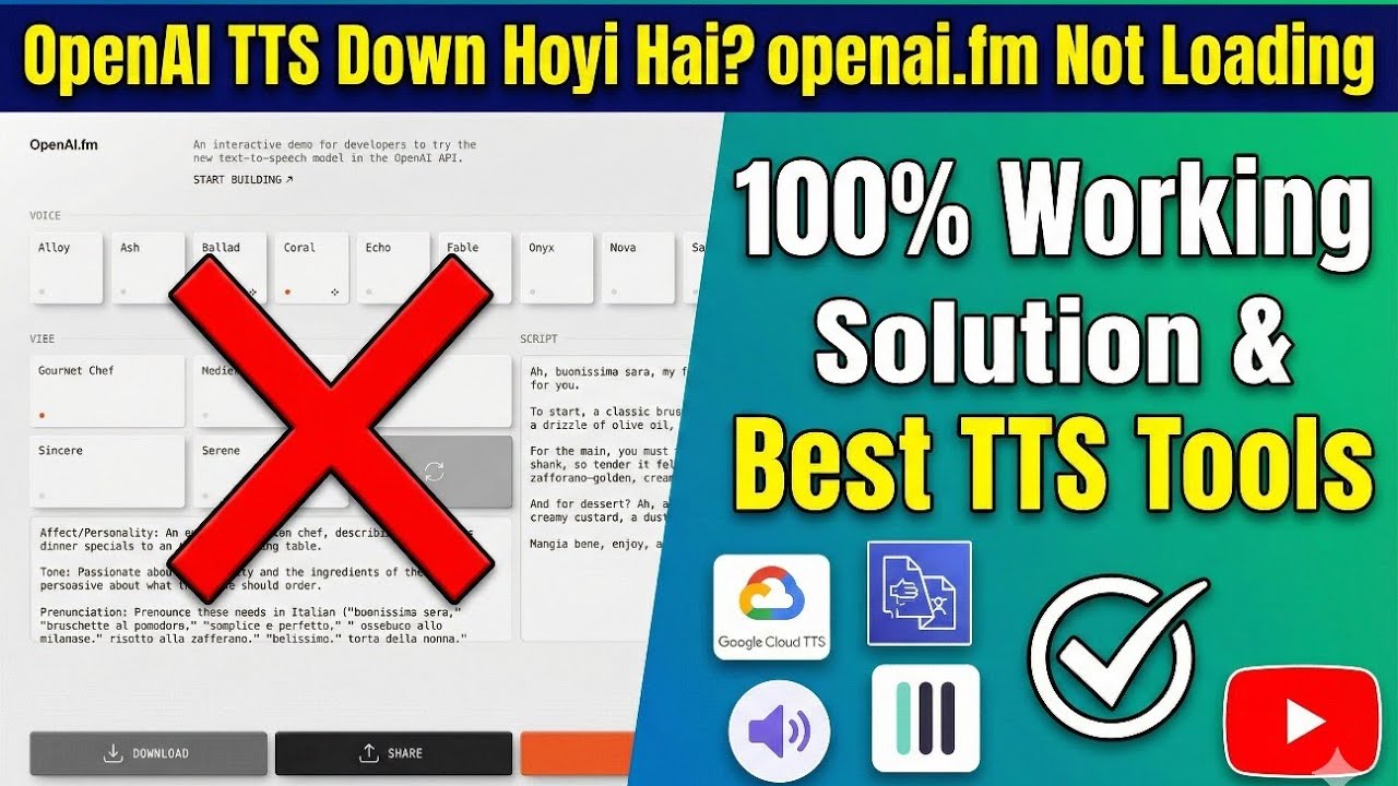 OpenAI TTS Down Hoyi Hai? openai.fm Not Loading – 100% Working Solution & Best TTS Tools 🔫