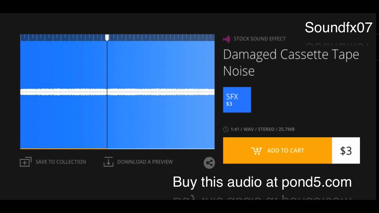 Damaged cassette tape noise. Royaltyfree sound effect from