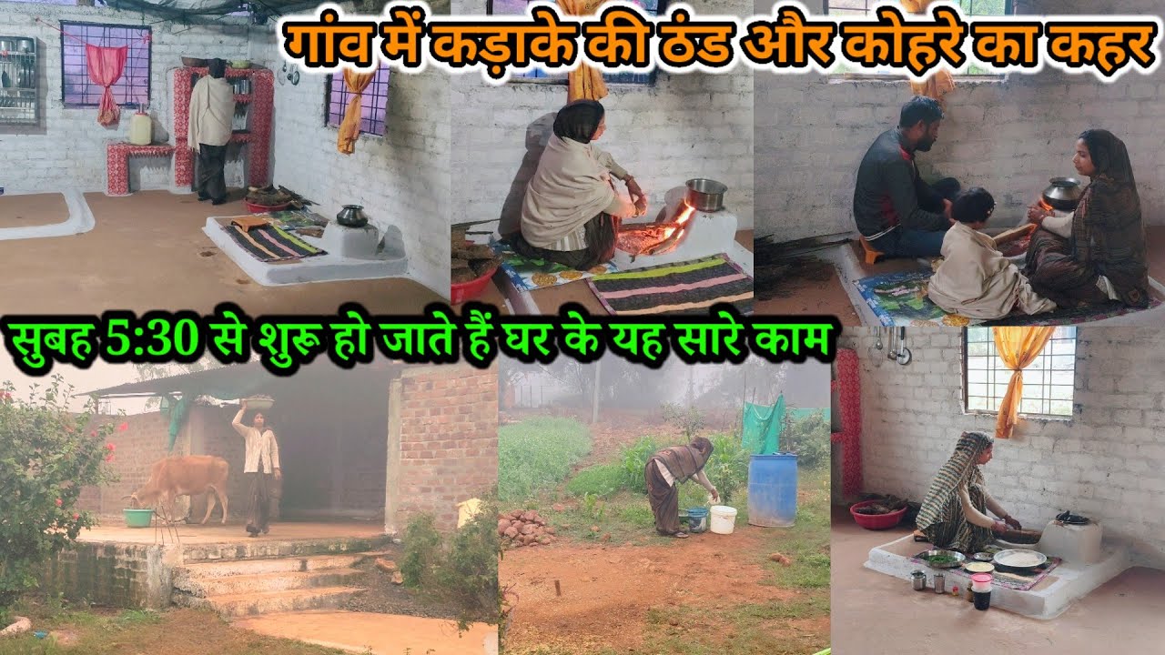 गांव🌹में कड़ाके की ठंड और कोहरे का कहर|सुबह🌅