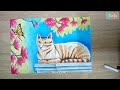 Pastel painting cat and butterfly