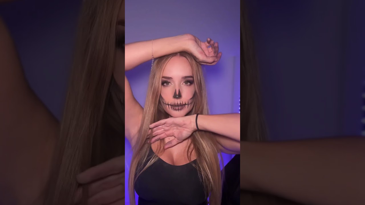 Очень простой макияж черепа на Хэллоуин 