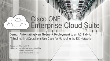 Enterprise Cloud Suite - Adding New Network Segment to ACI