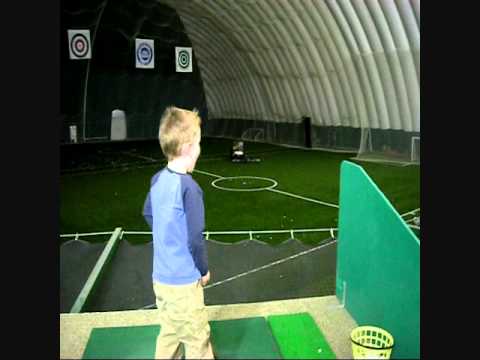 4 Year Old Golfer Hits Driving Range Cart/Picker Four Consecutive Times
