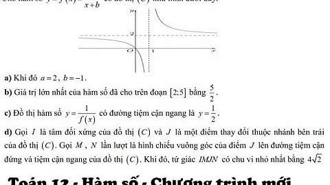 Toán 12: Cho hàm số y=f(x)= ax/(x+b) có đồ thị (C) như hình dưới đây.