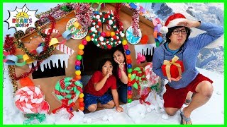 Ryan DIY Giant Gingerbread House Pretend Play Box Fort!!!!