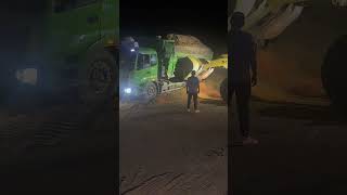 Bad Vision At Night, Driver Reversed Truck To Soft Sand And Stuck ! Loader Helping It Out Finally ! screenshot 5