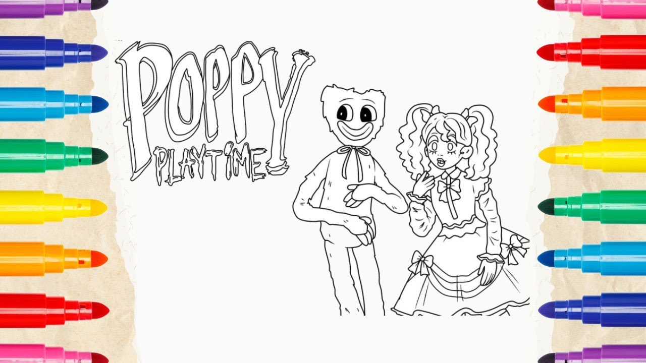 Coloring page Poppy Playtime : Mommy Long Legs & Daisy 3