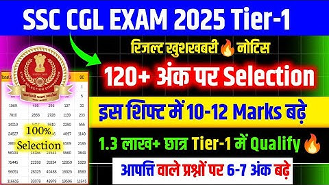 SSC CGL RESULT NOTICE🔥120+ अंक पर कटऑफ/SSC CGL EXPECTED CUT OFF 2025/CGL EXPECTED CUT OFF 2025