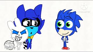 Pango and Rabbit meet sonic(gift for blue kirby)