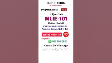 MLIE 101 Solved Assignment PDF 2024-25 in English, MLIS program MLIE-101 Solved assignments