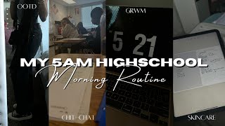 REALISTIC 5AM HIGHSCHOOL MORNING ROUTINE l grwm, ootd, chitchat, etc