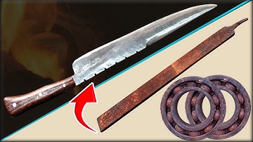 Forging Knife out of Rusted File | Turning a Rusty BEARING into Razor Sharp Knife | Making Knife