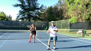 Tennis shadow swing practice, coordinating legs with the swings. Forehands and Backhands
