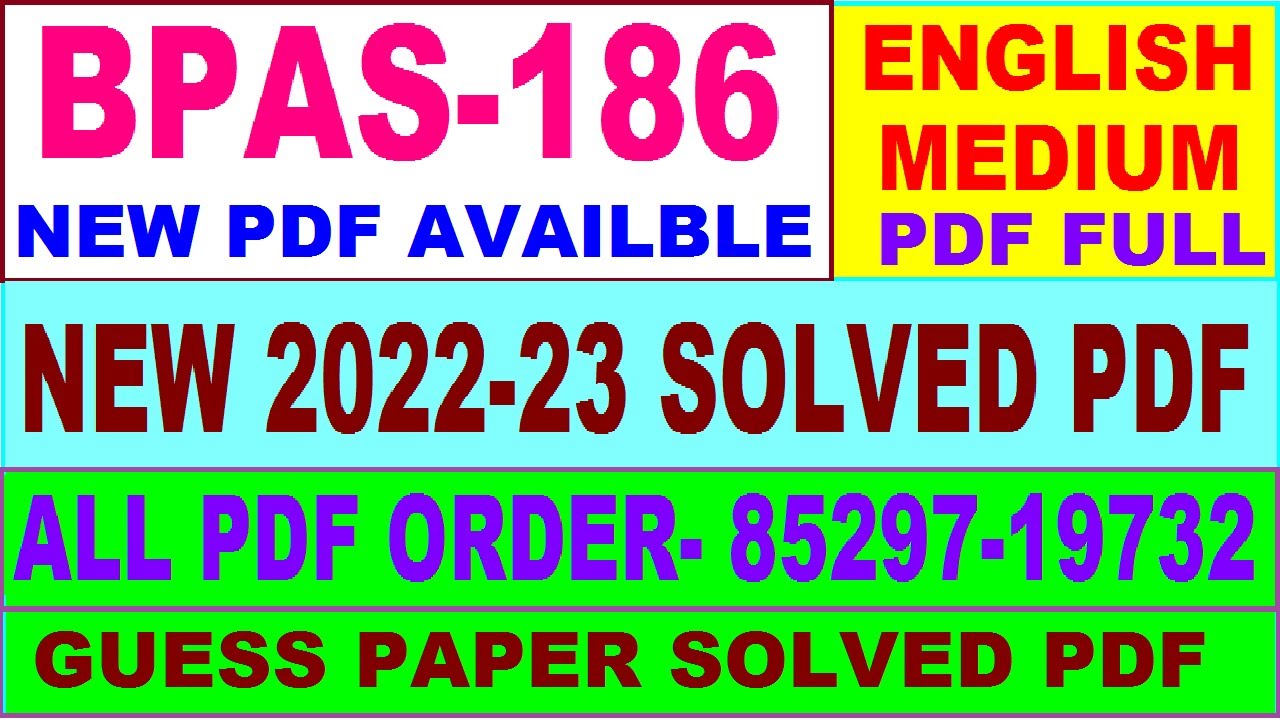 bpas 186 solved assignment in english