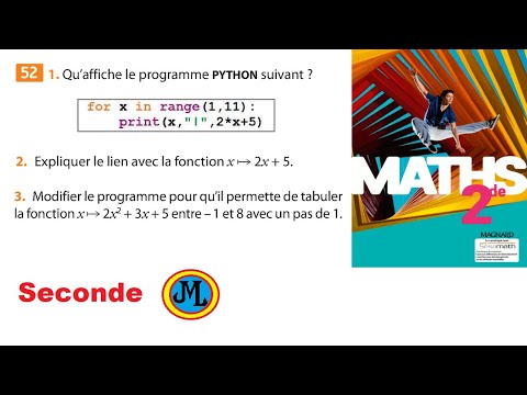 Algorithme et programme en PYTHON, FOR et PRINT. Ex 52 p 31 du Sesamaths en seconde maths.