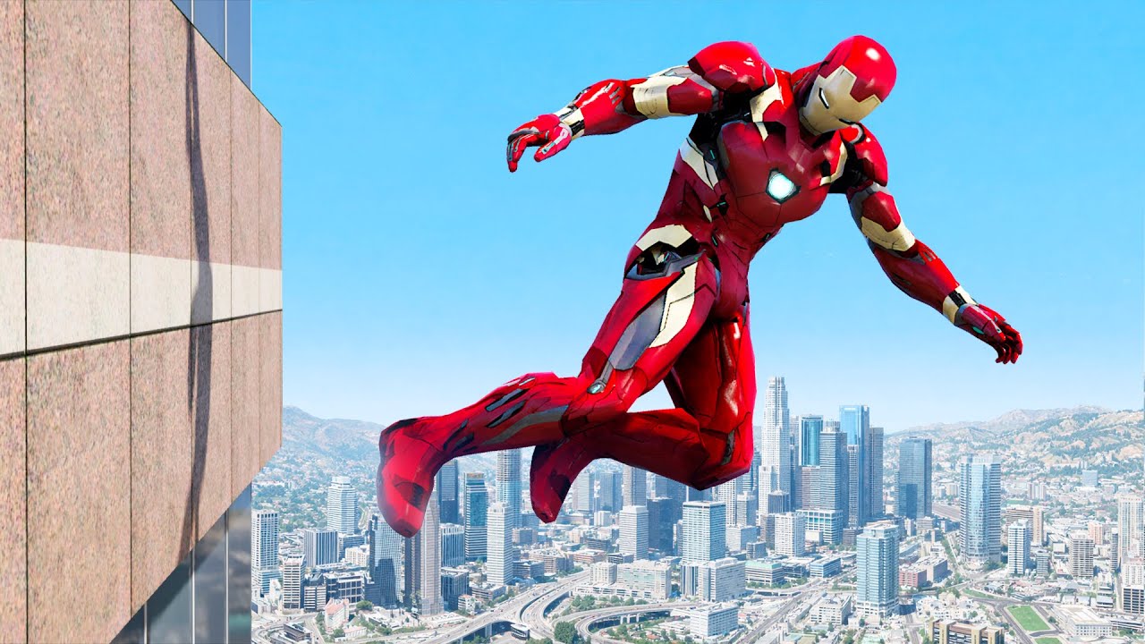 IRON MAN CRAZY JUMPS/FALLS #2 (GTA 5 Iron Man Fails)