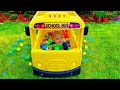 Wheels on the bus Little girl pretend play  driver of School bus Nursery Rhymes &amp; Kids Songs