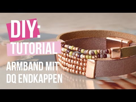 Schmuck machen: Armband Miyuki mit DQ Leder und Endkappen ♡ DIY