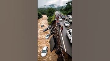 Moment the Bridge Almost Swept Away by Heavy Floods!