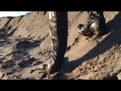 Sloping sand hill in heels