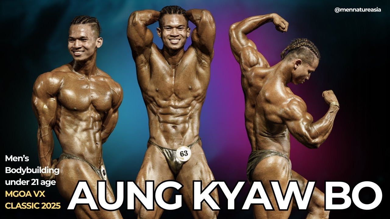 1 minute free posing of Aung Kyaw Bo, Men's Bodybuilding under 21 age