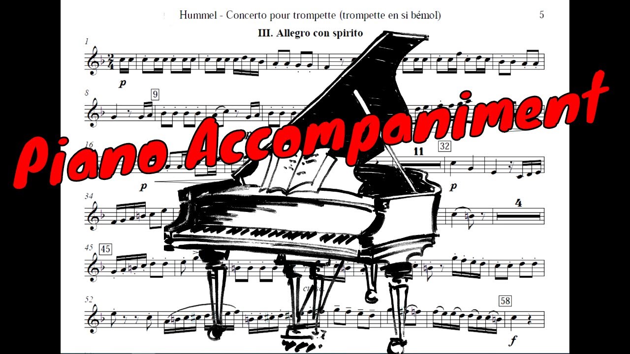 Hummel - Concerto for Trumpet - 3. Rondo 149 and 143 bpm (Backing track ...