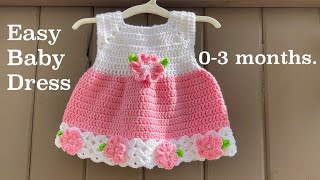 How to crochet a Baby dress 03 monthseasy Baby Dress