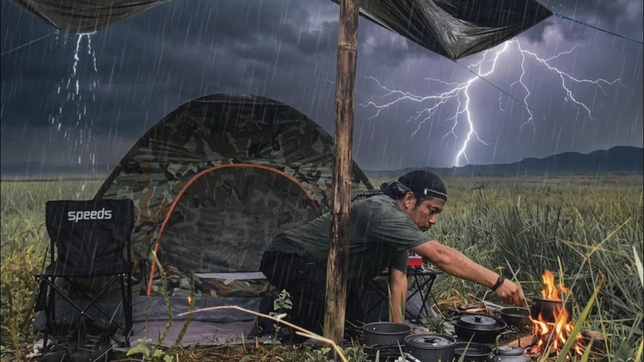 Solo Camping di Terjang hujan Badai Petir Sambil Menunggu Berbuka Puasa